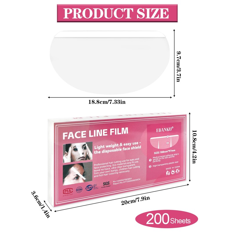 EBANKU 200 PCS Shower Face Eye Shields, Clear Eyebrow Shower