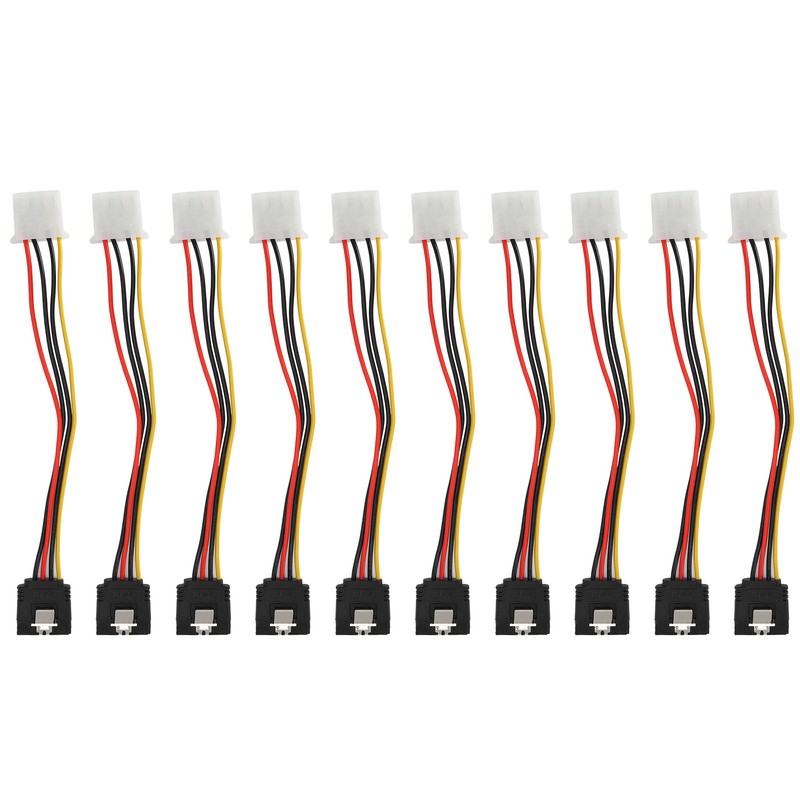 10 Pcs SATA Cables Big 4Pin to 15Pin IDESATA Power