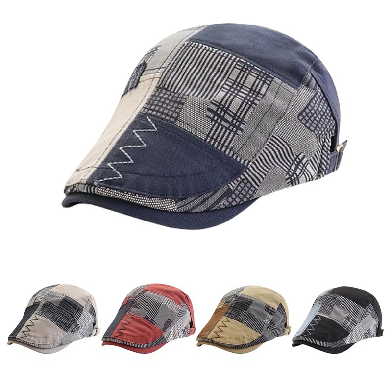 HIQIU Flat Cap Men's Flat Cap Barret Cap, Peaked Cap