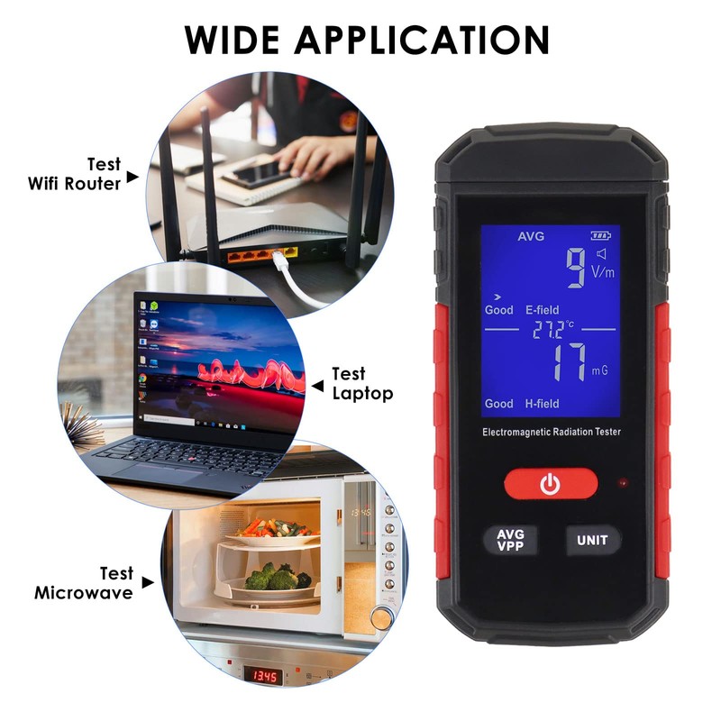 EMF Electromagnetic Radiation Detector EMF Meter Temperature Tester with Sound