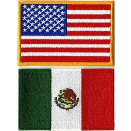 Mexican American Flag Patches 3.25" | USA Patriotic Mexico Embroidered Iron On