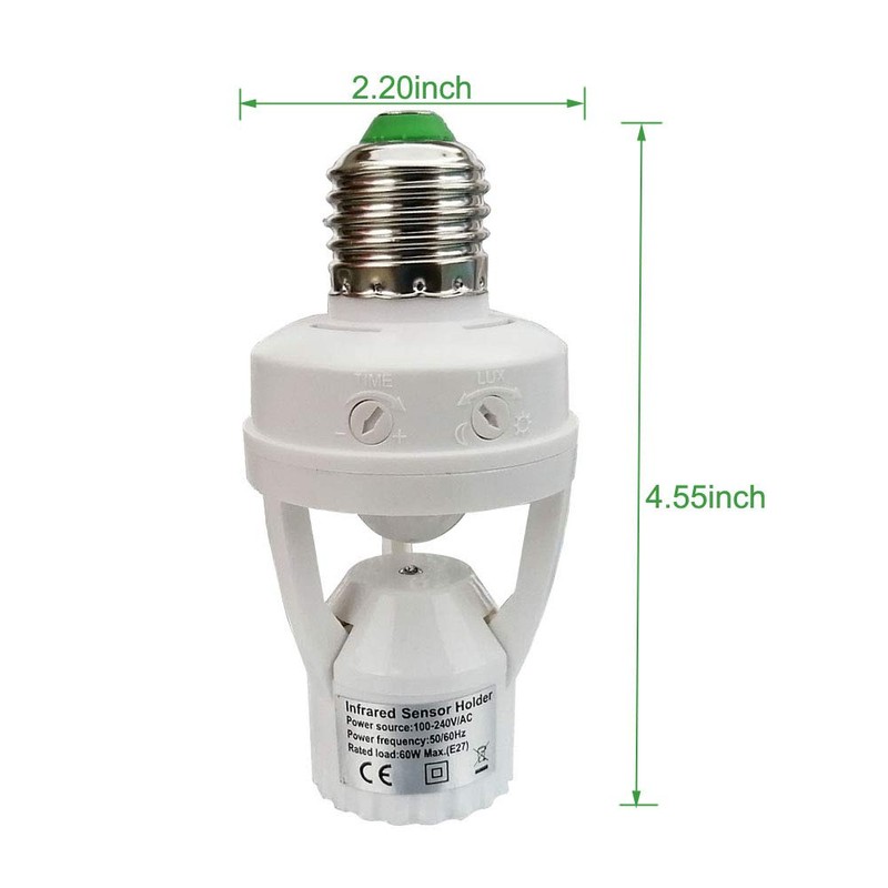 Taigeguang Motion Sensor Light Socket,E26 E27 PIR Motion Screw Bulb