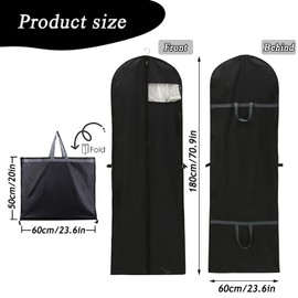 Garment Bag Dustproof Clothes Covers Hanging Garment Bags Moth Proof Garment Cover with Zip for Women Men Wedding Dress Dresses Suits Coats (Black)
