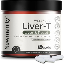 NEWMANITY Liver-T Cardo Mariano y Alcachofa 200 cápsulas – Mezcla de Milk Thistle, Diente de León y Extracto de Alcachofa - Suplemento Natural para el Bienestar General