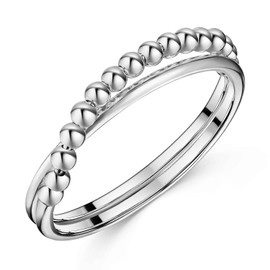 MATERIA by Matthias Wagner Ladies 925 Silver Ball Double Ring in 5 Sizes, Sterling silver