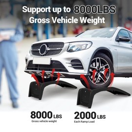 Heavy Duty Car Ramp, 8000 Lbs Auto Ramps, Solid Steel Truck Ramp, Car Ramp Set-Lifts Vehicles Up to 8 Inch, Ideal for Oil Change, Car Repair, Easy Home Garage Maintenance, 2 Pack