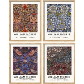SIGNWIN Framed Poster William Morris Botanical Pattern Collage Wilderness Nature Illustrations Fine Art Decorative Country/Farmhouse Vintage for Living Room, Bedroom, Office - 12"x16"x 4 Natural
