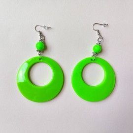 Fluorescent Large Retro Hoop Dangle Costume Earrings Lightweight Retro 80s 90s Acrylic Circle Earrings Fluorescent Cross Earring Women Ladies Girls, Metal, No Gemstone