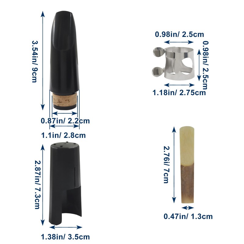 Hordion Clarinet Mouthpiece Kit - Includes Ligature, Reed 2.5, Plastic