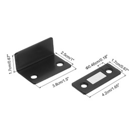 sourcing map 2pcs Cabinet Magnetic Catch, L-Shaped Ultra Thin Magnetic Closers, Cabinet Latch for Cabinets Kitchen Closet Door Closing, Black