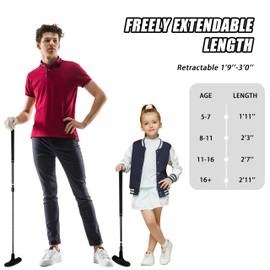 PGM Golf Club Putter - Ambidextrous for Boys and Girls - Two-Way Kids Putter, Adjustable Height for Real Ball Play (Red + Blue)