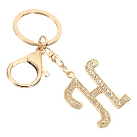 PATIKIL Initial Letter Keychain, Letter H Charm with Crystal Diamonds Cute and Creative Decorative Alphabet Pendants for Bag Backpack DIY Craft, Gold Tone