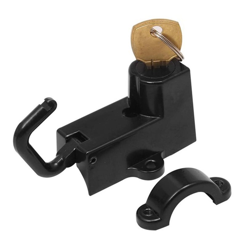 Riloer Universal Motorcycle Handlebar Helmet Lock Black Chrome with 2
