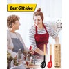 Pack of 2 Spaghetti Spoon, Silicone Pasta Fork with Wooden