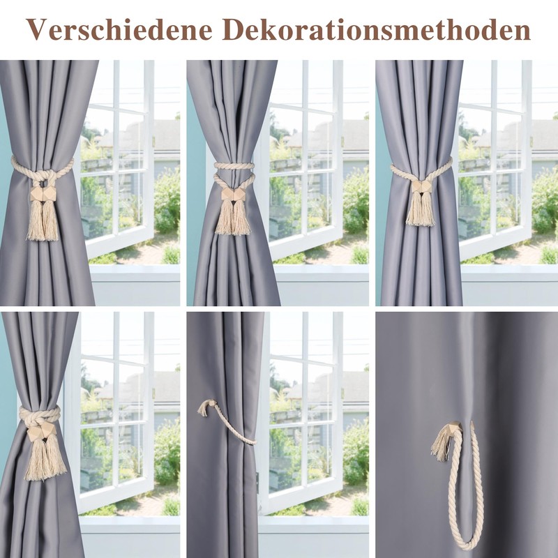 Moorle Pack of 2 Tiebacks for Curtains, Magnetic Curtain Tiebacks,