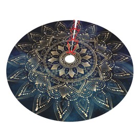 Large Christmas Tree Skirt Mat with Elegant Gold Mandala Blue Galaxy Pattern,Traditional Christmas Tree Skirt Carpet for Xmas Holiday Party Ornament Rustic Farmhouse Decorations（48 Inch ）