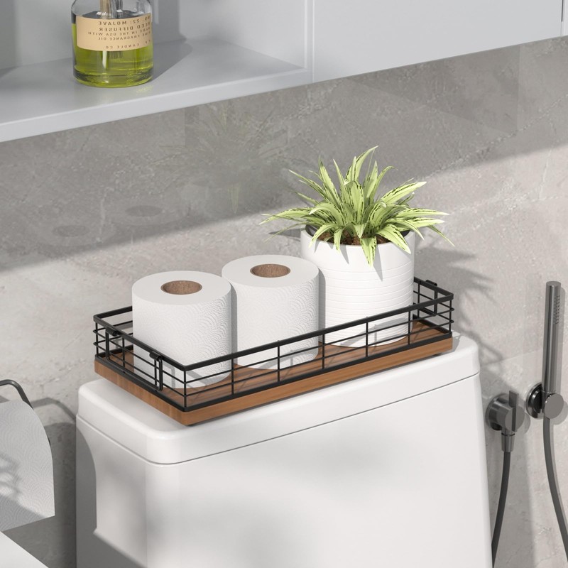 JNFUZ Toilet Paper Basket, 13 Inch Bathroom Basket Toilet Tank