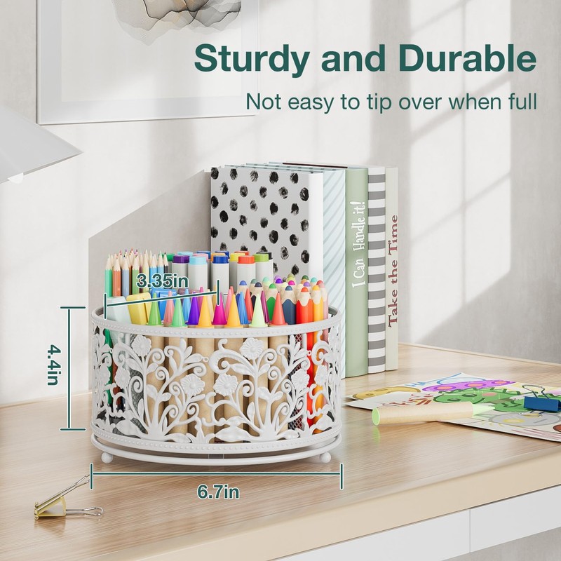 EKNITEY Rotating Mesh Desk Organizer - 4 Slots Cute Pen
