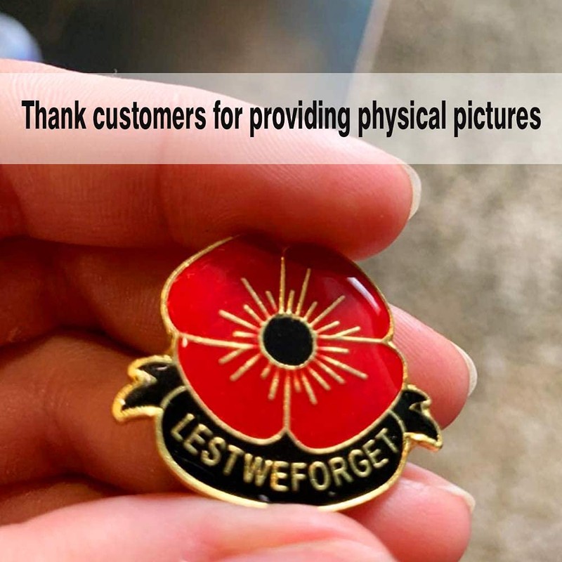50-Pack Metal Poppy Flower Pins Veterans Day pins Memorial Day