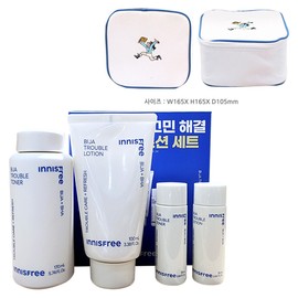 Innisfree Visa Trouble 2-Piece Set + Play Green Cosmetic Pouch (Blue) / 이니스프리 비자 트러블 2종세트+플레이그린 화장품 파우치 (블루)