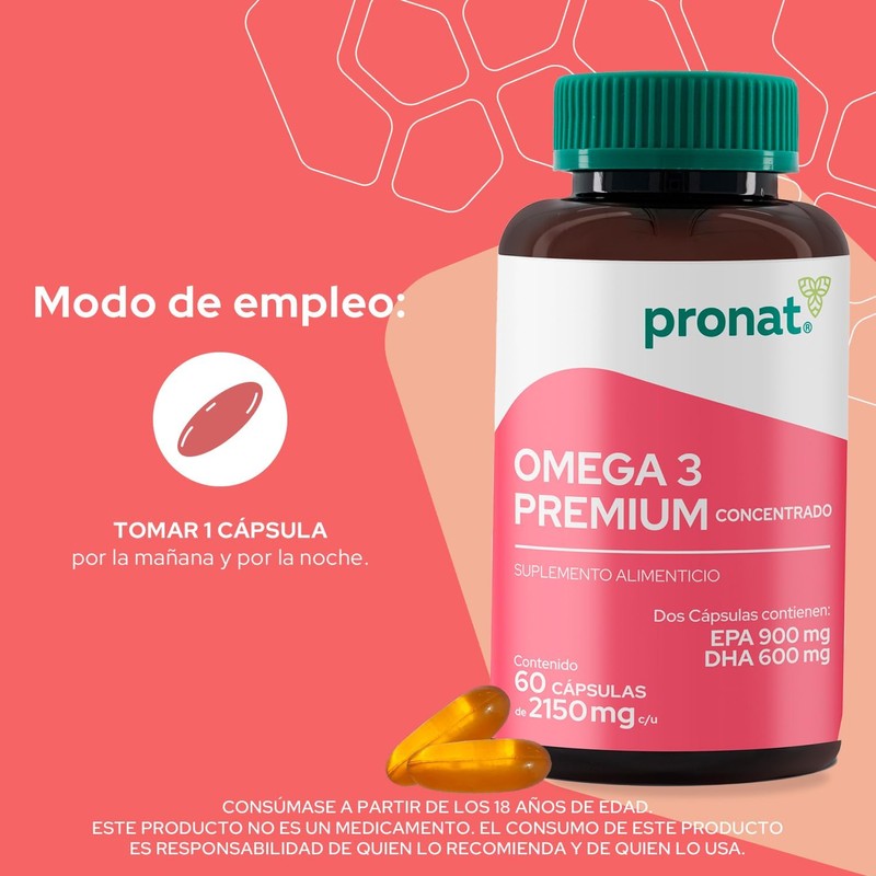 PRONAT Omega 3 Premium Concentrado (60 Cápsulas) - Suplemento Alimenticio