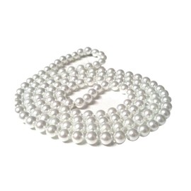 80s style 48in plastic White bead necklace by Wicked Fun
