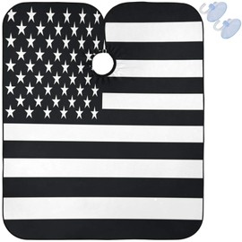 visesunny Barber Cape Black White American Flag Polyester Hair Cutting Salon Cape Apron Anti-Static Haircut Water-Resistant Shaving Cloth Beard Shaving Bib Hairdressing Cape