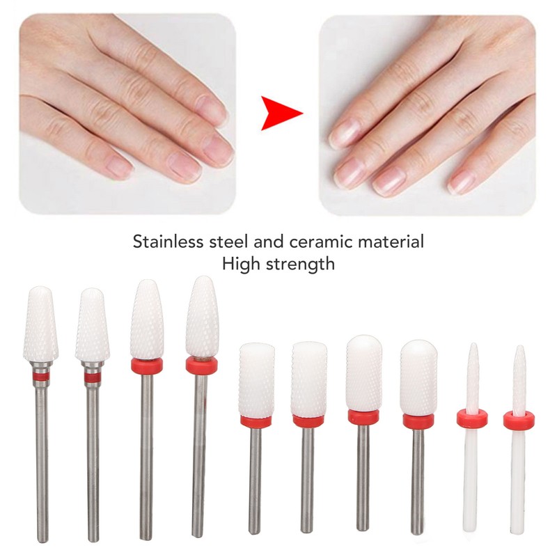 10pcs Nail Art Drill Bits Set Remove Nail Glue Stainless