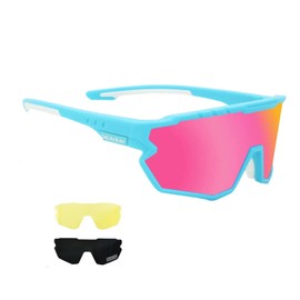GIEADUN Sports Sunglasses Polarized Cycling Glasses Adults and Youth softball Glasses Baseball,Fishing, Ski,Golf(blue pink)