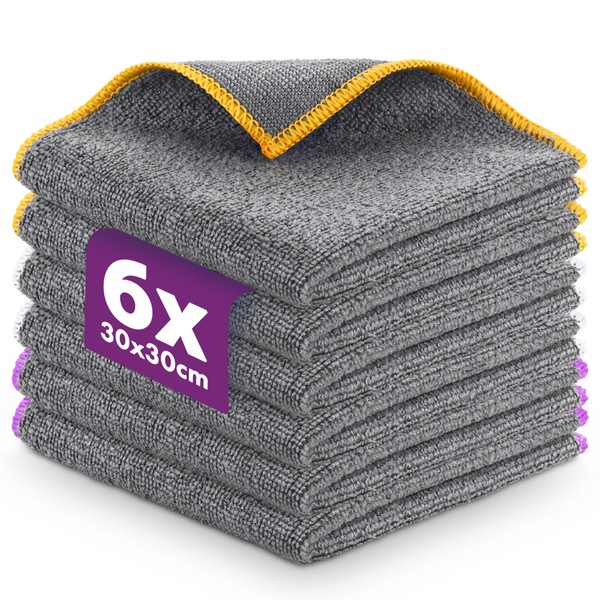 Lavandola 6X Allzweck Mikrofasertücher für Deinen Haushalt - Fusselfreie &