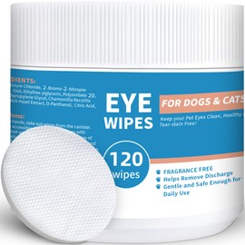 Dog Eye Wipes 120Pcs Count – Pre-Soaked Natural Cat Eye Wipes for gentle Cleansing - Dog Wipes Cleaning Deodorizing Remove Crust, Dirt, Discharge – Safe and Easy to Use Pet Wipes for Tear Stains