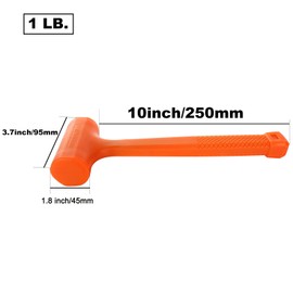 Acrux7 Dead Blow Hammer Set of 2 Pcs1Lb Neon Rubber Orange Mallet Hammer with Non-Marring Rubber Coating, Dead Blow Ball Peen Hammer, Checkered Grip, Spark and Rebound Resistant