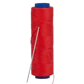 Shelver Waxed Thread, Strong Thread for Leather, Upholstery, Shoe, Bag, incl. Needle (Colour: RED)