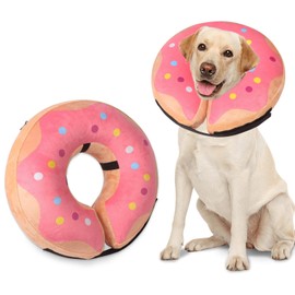 Niuoppy Inflatable Dog & Cat Collar - Protective Recovery Collar, Prevent Licking (Pink S)