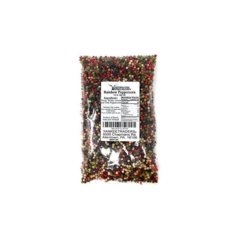 Yankee Traders Brand Peppercorns, Rainbow Assorted Whole, 8 Ounce