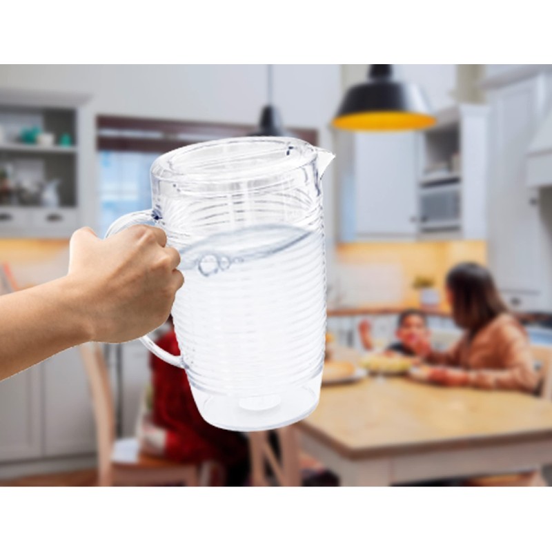 Arrow Home Products Clear Plastic Beverage Pitcher with Lid, 76