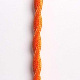 Italian Orange Coloured 2 Core Twisted Cable 10 Meter Vintage UK Electrical Lamp Cord Fabric Covered Wire Antique Braided 0.75 mm Electrical Cable Flexible Wire for Lighting Other Appliances