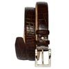 PASQUALE CUTARELLI Mens Crocodile Pattern Italian Leather Belt Brown Large