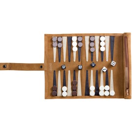Jaques of London Backgammon Set | Luxury Backgammon Set | Travel Roll Up Backgammon Game with Traditional Tan Design | Genuine Leather Backgammon Set | Since 1795…