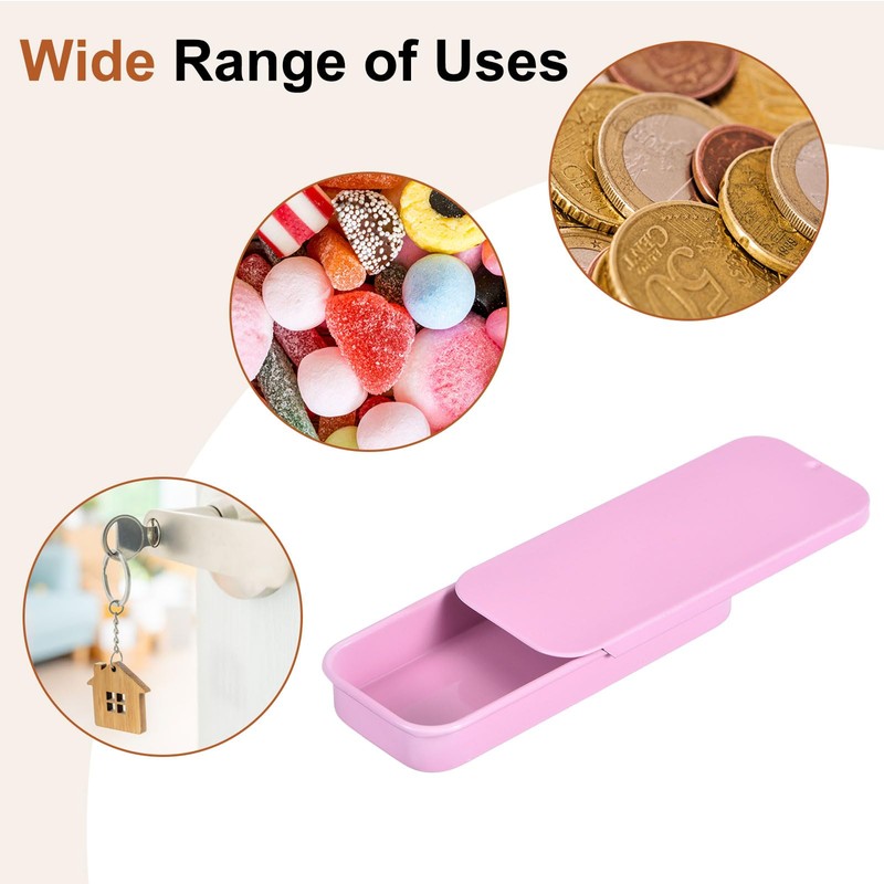 uxcell 4 Pcs Metal Tin Box Container, 3.1x1.3x0.4 Inch Slide