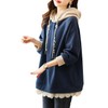 NEKORA Women's Hoodie, Pullover, Hooded, Lace, Top, Faux Pearl, navy