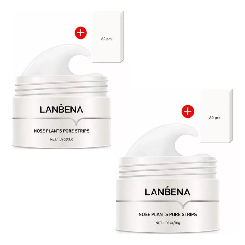Kit Lanbena 2 cremas 120 tiras, elimina puntos negros y