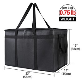Bodaon 2-Pack Insulated Food Delivery Bag, XXX-Large Meal Grocery Tote Insulation Bag for Hot and Cold Food, Commercial Warming, Large Capacity Reusable Shopping Bags, Cooler Bags (Black + Black-Red)