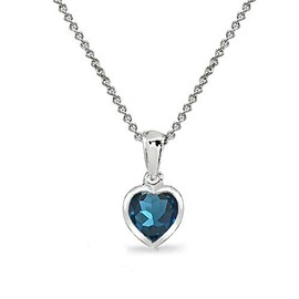 terling Silver Necklace for Women, Birthstone Necklace, 7mm Heart Bezel Genuine or Synthetic Gemstone Necklace, Short Necklace, Dainty Necklace, Choker Necklace, Necklaces for Women, Pendant Necklace,