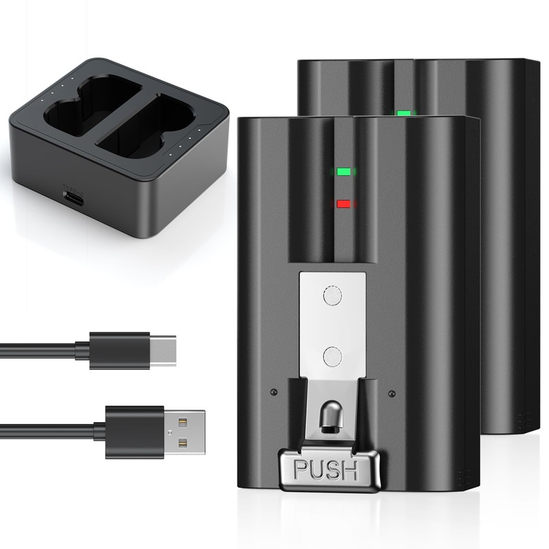 Magolin 2-Pack Rechargeable Battery 6040mAh with Dual Dock Charger Station