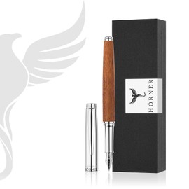 Hörner Legno High-Quality Fountain Pen Mahogany Wood with Converter I Premium Gift Box I Luxury Design I Elegant Nib "Made in Germany" I Attractive Pen for Men and Women I Fountain Pen