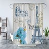 Generic Paris Eiffel Tower Shower Curtain Vintage French Blue Floral