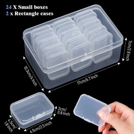 24 Pcs Small Bead Organizer Bead Case Storage Diamond Art Containers Clear Plastic Case for Small Items with 2 Pcs Hinged Lid and Clear Craft Cases (6.69 x 4.06 x 2.76 Inch, 2.56 x 1.77 x 0.79 Inch)