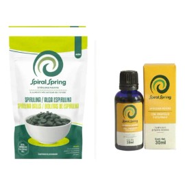 Alga Spirulina Máxima 500tab Kosher 250g + Gotitas Spirulina