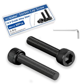 60Pcs M3x14mm Hex Socket Head Cap Screws Bolts,12.9 Alloy Steel Black Oxide,Allen Drive, Full Thread,with Hex Wrench, for Robotics/3D Printers